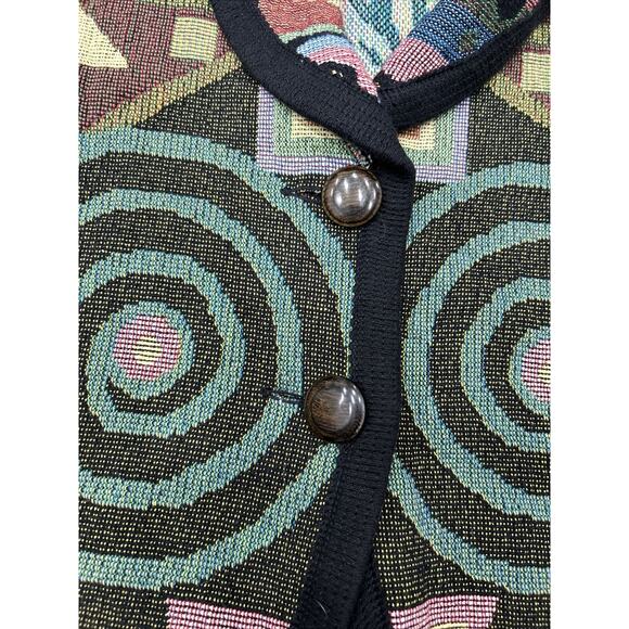 Vtg Its In The Bag Unge-Potch-Ket Sz Small Tapestry Button Jacket Art To Wear - Picture 6 of 9